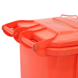 Gebrauchte Mülltonne  Abfall und Reinigung Mini-Container mit Scharnierdeckel.  L: 550, B: 500, H: 950 (mm). Artikelcode: 98-6228GB