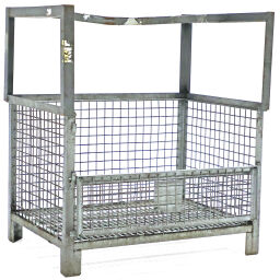 Mesh Stillages fixed construction stackable 1 flap at 1 long side used.  L: 1160, W: 850, H: 1260 (mm). Article code: 98-6273GB