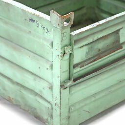Stacking box steel fixed construction stacking box 4 walls closed used.  L: 1030, W: 860, H: 665 (mm). Article code: 98-6284GB