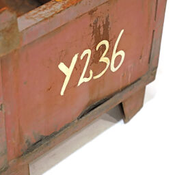 Stacking box steel fixed construction stacking box 4 walls closed used.  L: 835, W: 575, H: 570 (mm). Article code: 98-6286GB