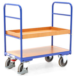 Used Warehouse trolley shelved trolley 2 open side walls used.  L: 910, W: 500, H: 990 (mm). Article code: 77-A230123