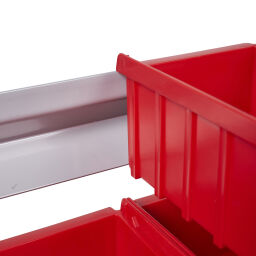 Storage bin plastic stationary storage rack one-sided
