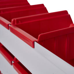Storage bin plastic stationary storage rack one-sided