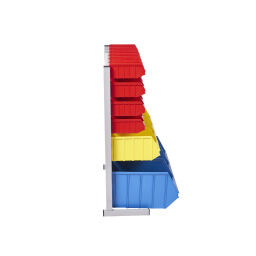 Storage bin plastic stationary storage rack one-sided
