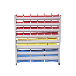 Storage bin plastic stationary storage rack one-sided