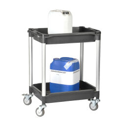 Shelved trolleys with 2 shelves