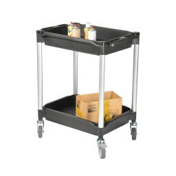 Shelved trolleys with 2 shelves