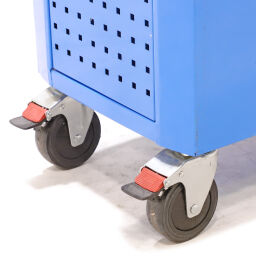 Gebruikte werktafel werkplaatswagen met werkblad met 6 laden 