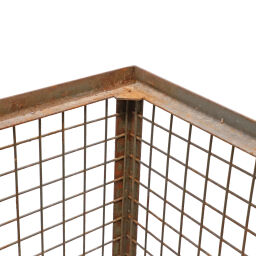 Mesh stillages fixed construction stackable 1 long side half open