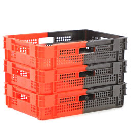 Stacking box plastic nestable and stackable walls + floor perforated