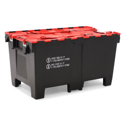 Stacking box plastic large volume container provided with lid consisting of two parts