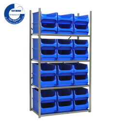 Storage bin plastic combination kit shelving rack including 24 storage bins