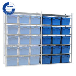 Combination set shelving combination kit extension incl. 15 stacking boxes with lid