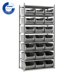 Storage bin plastic combination kit shelving rack including 21 storage bins