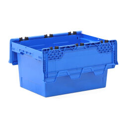 Stacking box plastic distribution bins provided with lid consisting of two parts