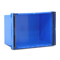Stacking box plastic nestable and stackable with collapsible stacking brackets