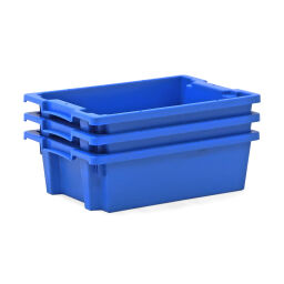Stacking box plastic nestable and stackable all walls closed