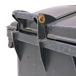 Gebruikte afvalcontainer afval en reiniging geschikt voor kam-opname of middels din-adapters met scharnierend deksel en voetpedaal