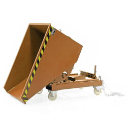 Automatic tilting container on wheels standard