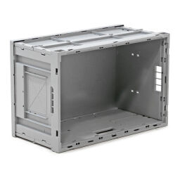 Stacking box plastic stackable and foldable all walls closed + open handles