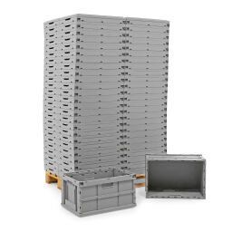 Stacking box plastic pallet tender all walls closed + open handles