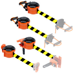 Barriers safety and marking accessories unit with yellow / black barrier tape