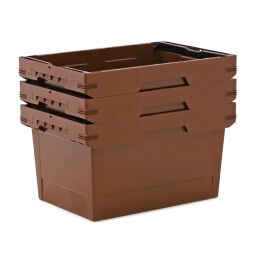 Stacking box plastic pallet tender with collapsible stacking brackets