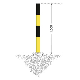 Absperrung arbeitsschtuzt und leitsysteme rammschutz herausnehmbarer sperrpfost gelb-schwarz, ø 76 mm