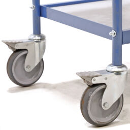 Shelved trollyes warehouse trolley table top cart 2 push brackets