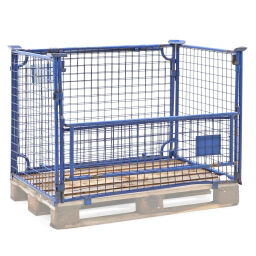 Pallet stacking frames foldable construction stackable 1 flap at 1 long side + lid