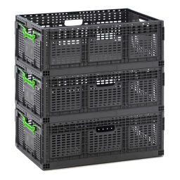Stacking box plastic stackable and foldable walls + floor perforated