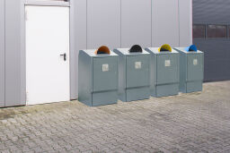Plastic waste container waste and cleaning conversion for 240 liter waste containers  with throw-in opening incl. roof