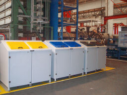 Afvalcontainer afval en reiniging ombouw voor 1100 liter afvalcontainers met dak incl. 2 inwerpkleppen, wanden en deuren 