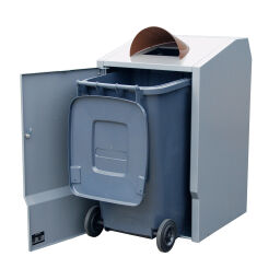 Plastic waste container waste and cleaning conversion for 240 liter waste containers  with throw-in opening incl. roof