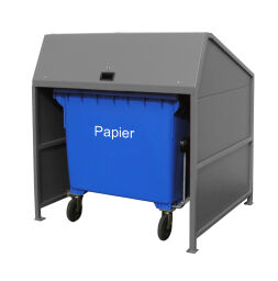 Waste container waste and cleaning conversion for 1100 liter waste containers with roof and walls