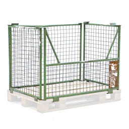 Pallet stacking frames foldable construction 1 long side half open without pallet