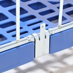 3 côtés Conteneur roulant à 3 compartiments fond en plastique avec barrières à emboîter