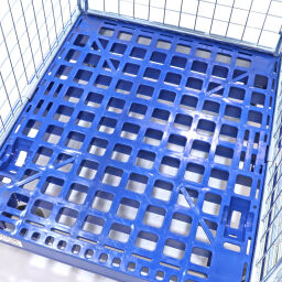 Roll conteneur de sécurité caisson à roulettes antivol fond en plastique avec barrières à emboîter