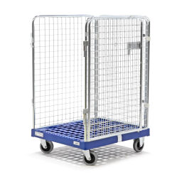 4 côtés Conteneur roulant à 4 compartiments fond en plastique avec barrières à emboîter