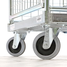 Roll conteneur de sécurité caisson à roulettes antivol fond en acier avec barrières à emboîter