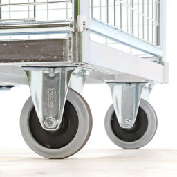 Roll conteneur de sécurité caisson à roulettes antivol fond en acier avec barrières à emboîter