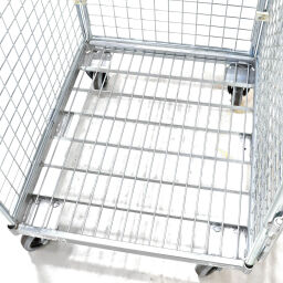 Roll conteneur de sécurité caisson à roulettes antivol fond en acier avec barrières à emboîter