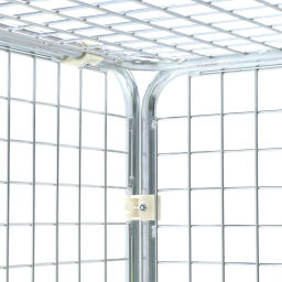 Roll conteneur de sécurité caisson à roulettes antivol fond en acier avec barrières à emboîter