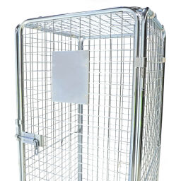 Roll conteneur de sécurité caisson à roulettes antivol fond en acier avec barrières à emboîter