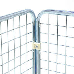 3 côtés Conteneur roulant à 3 compartiments fond en acier avec barrières à emboîter