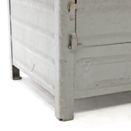 Stacking box steel fixed construction stackable 1 flap at 1 long side