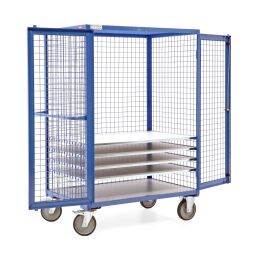 Storeroom trolleys warehouse trolley wire mesh wall trolley with 2 shelves (detachable)
