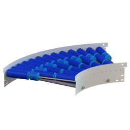 Roller conveyor with plastic rollers 60 degree bend