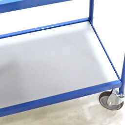 Shelved trollyes warehouse trolley table top cart 2 push brackets