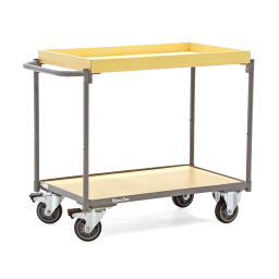 Used warehouse trolley table top cart 2 open side walls + push bracket
